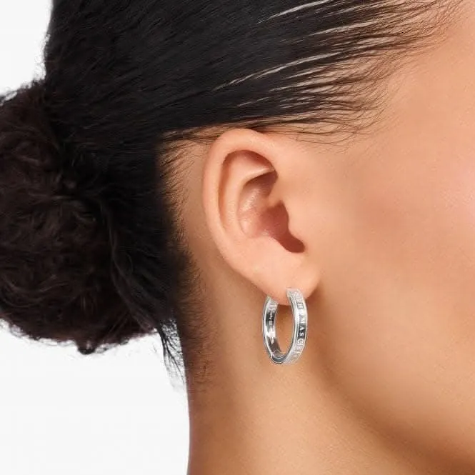 Sterling Silver White Stones Hoop Earrings CR715-051-14 Thomas Sabo Earrings