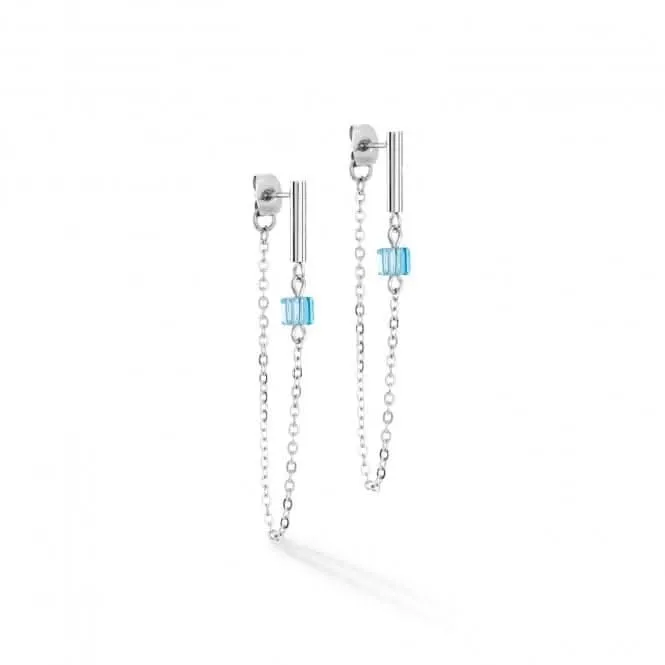 Swarovski Crystal Blue Silver Ear Studs 5076/21-0717 Coeur De Lion Jewellery
