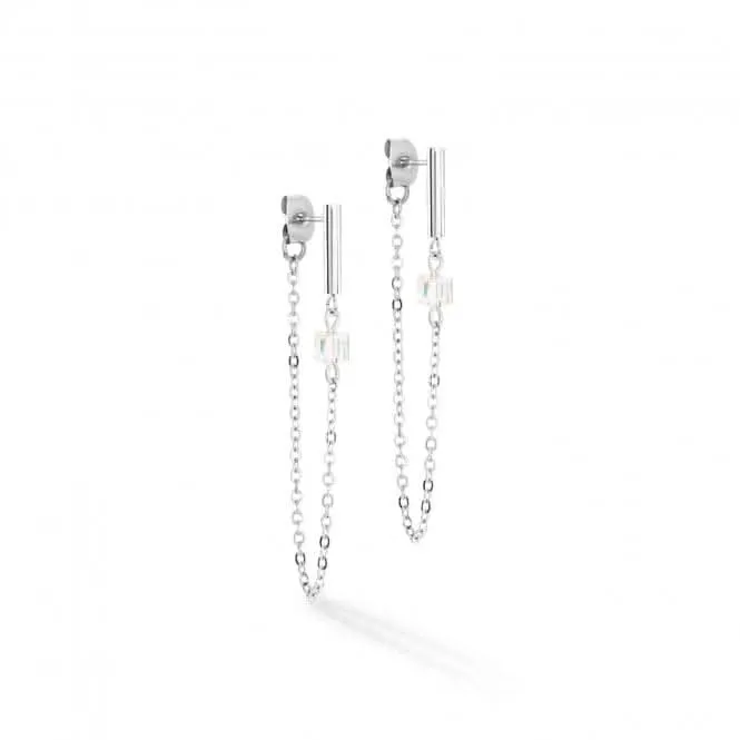 Swarovski Crystal White Silver Ear Studs 5076/21-1417 Coeur De Lion Jewellery