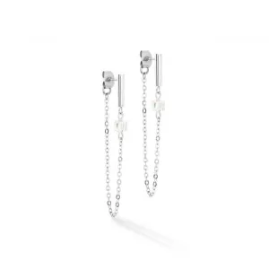 Swarovski Crystal White Silver Ear Studs 5076/21-1417 Coeur De Lion Jewellery