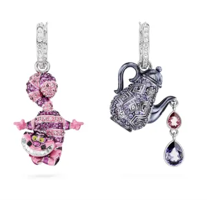 Swarovski Jewellery Alice in Wonderland Asymmetrical Design Cat and teapot Multicoloured Drop Earrings