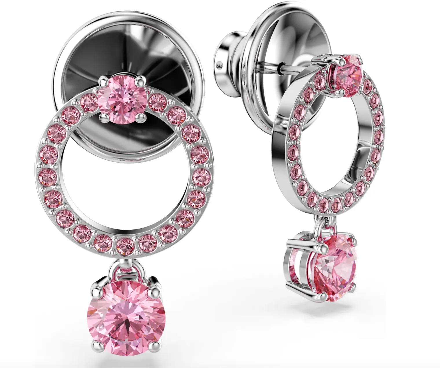 Swarovski Jewellery Attract Round Pink Drop Earrings