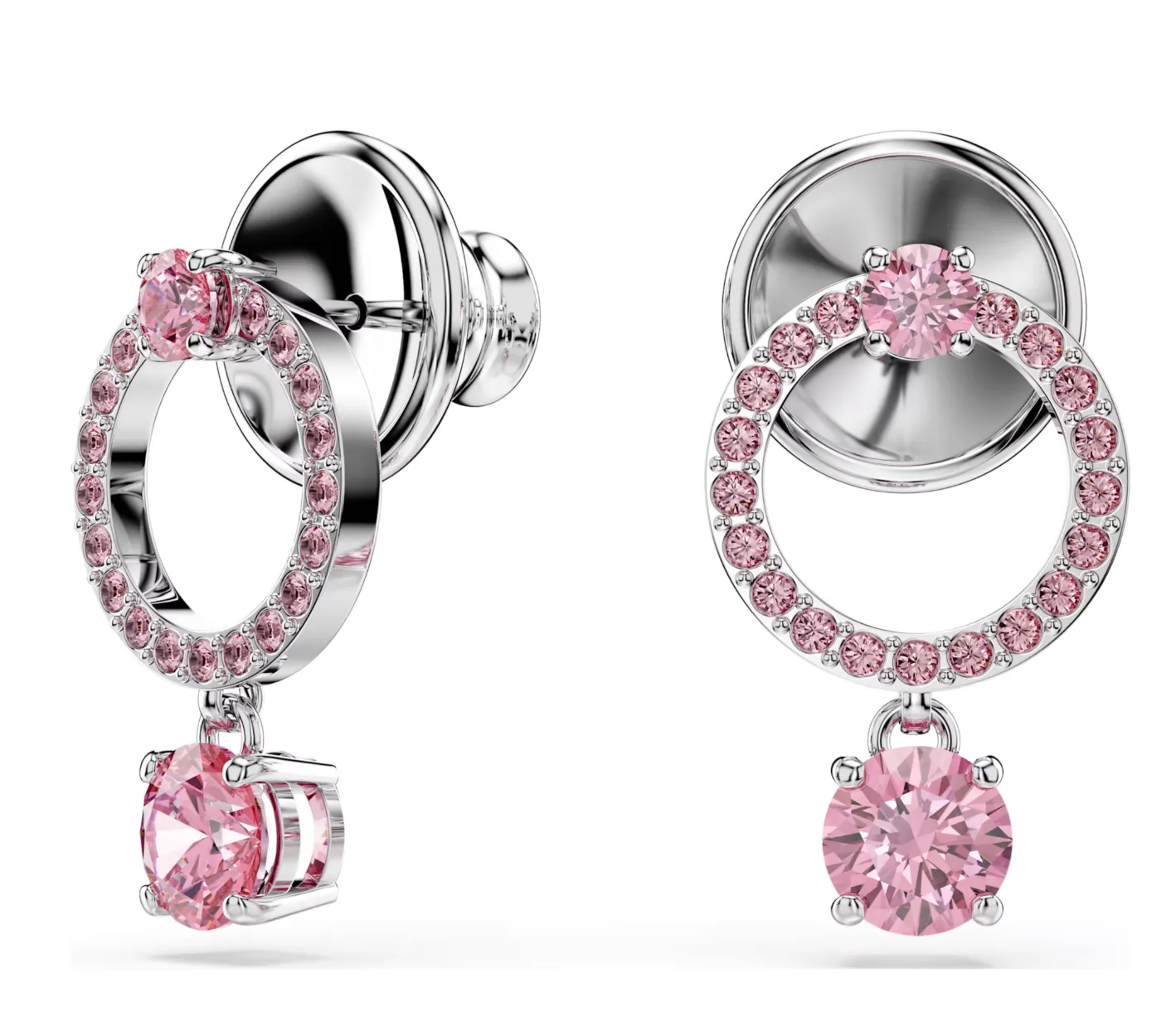 Swarovski Jewellery Attract Round Pink Drop Earrings