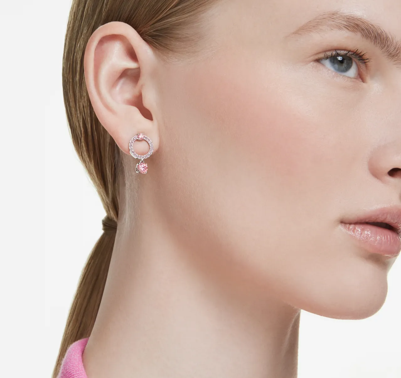 Swarovski Jewellery Attract Round Pink Drop Earrings