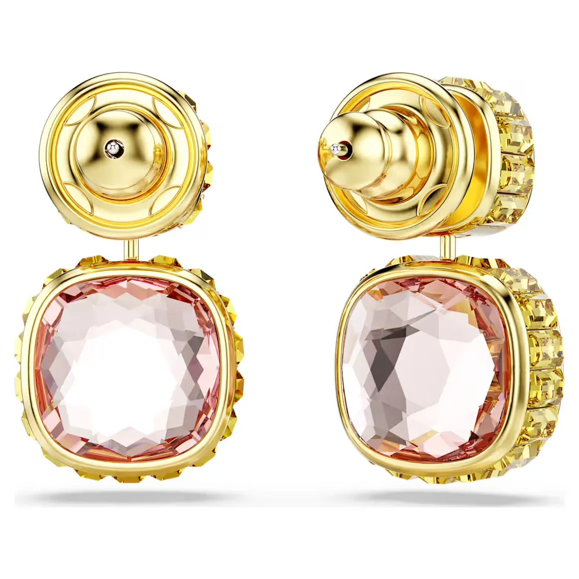 Swarovski Jewellery Chroma Multicoloured Cushion Cut Gold Drop Earrings