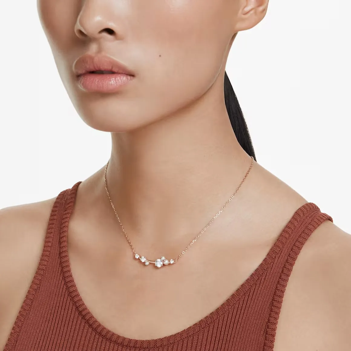 Swarovski Jewellery Constella Pearl & Round Cuts Rosegold Necklace