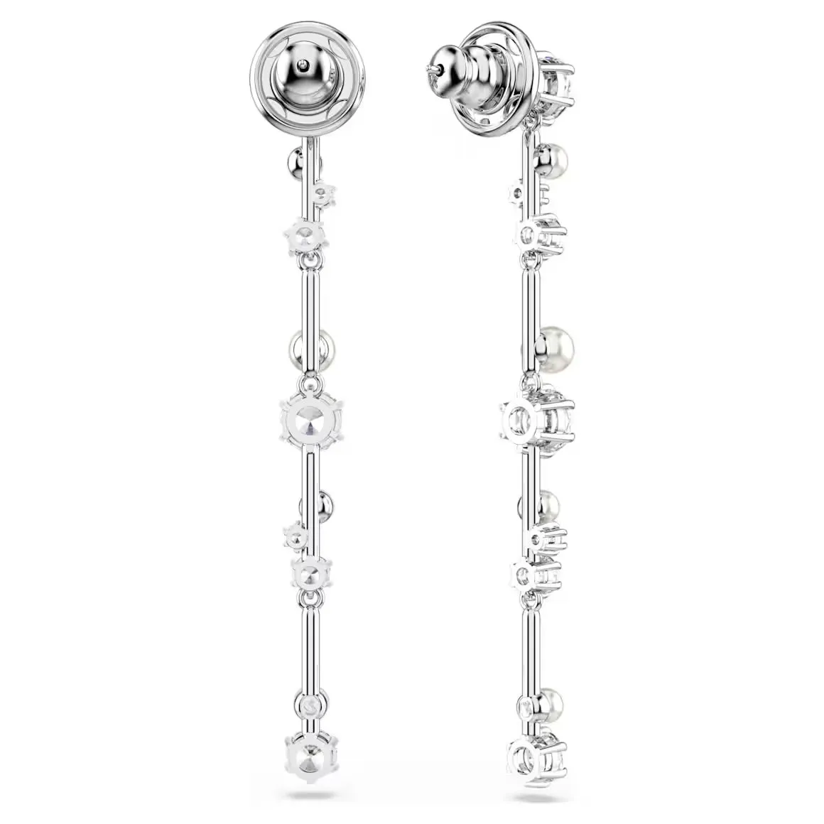 Swarovski Jewellery Constella Pearl & Round Cuts Silver Drop Earrings