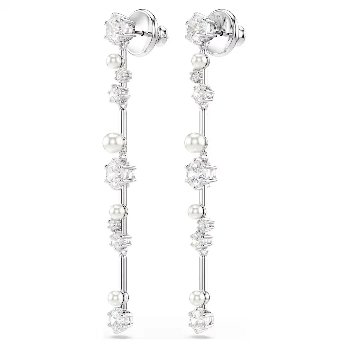 Swarovski Jewellery Constella Pearl & Round Cuts Silver Drop Earrings