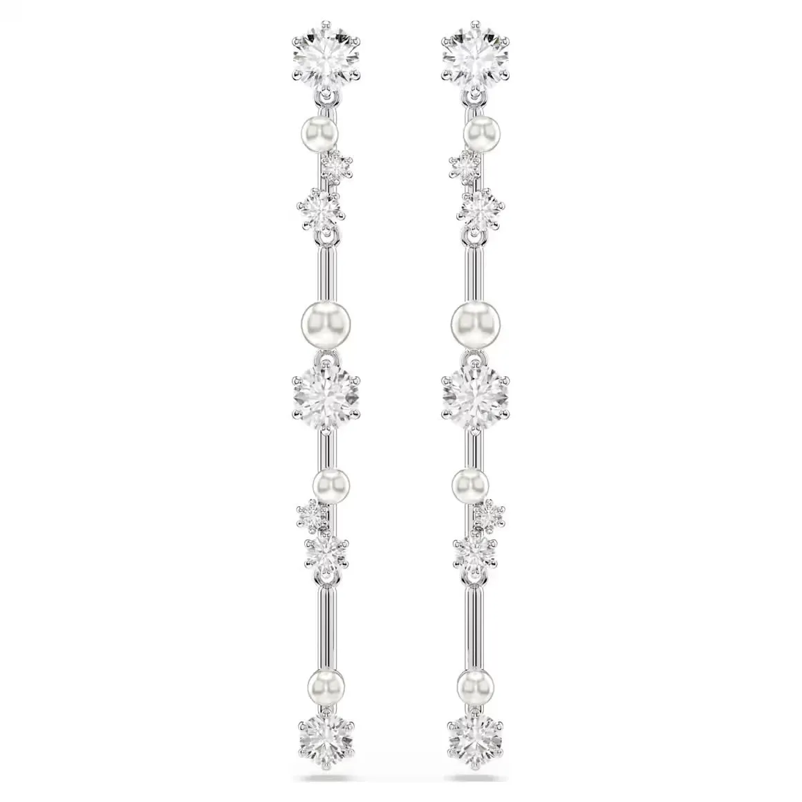 Swarovski Jewellery Constella Pearl & Round Cuts Silver Drop Earrings