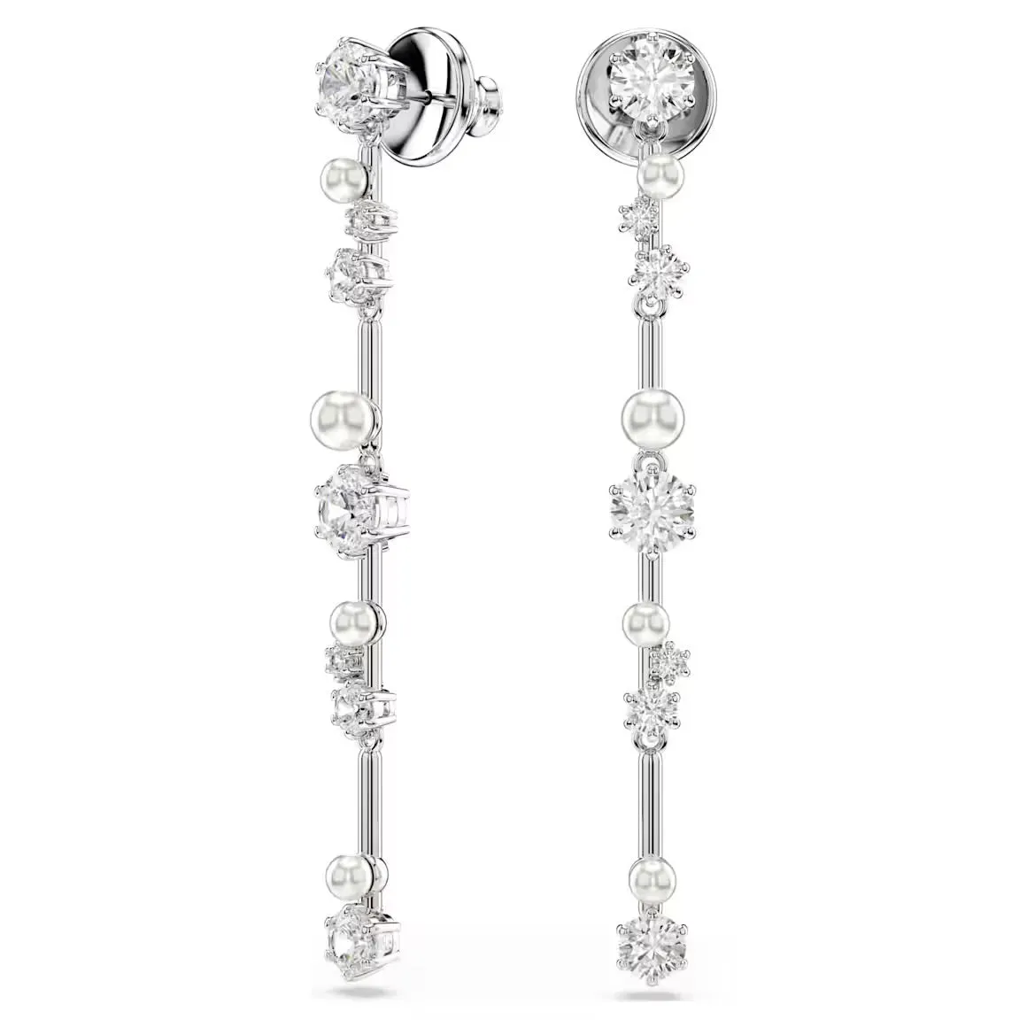 Swarovski Jewellery Constella Pearl & Round Cuts Silver Drop Earrings