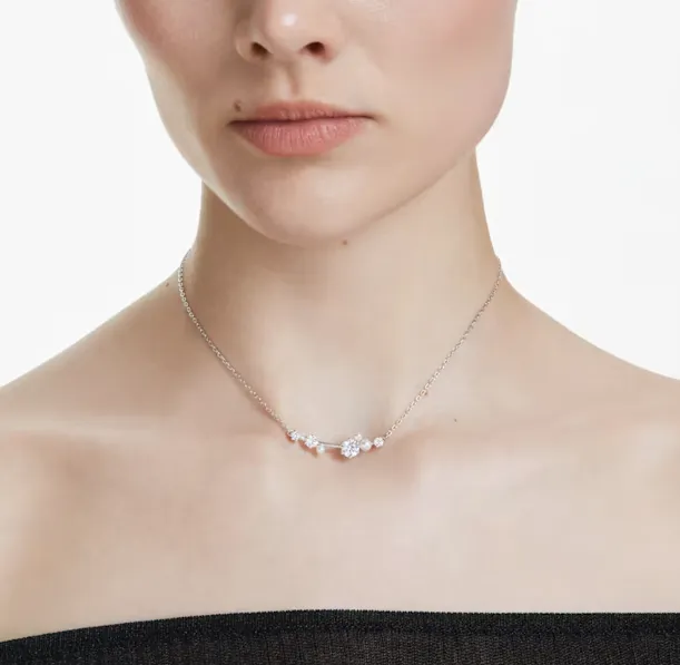 Swarovski Jewellery Constella Pearl & Round Cuts Silver Necklace