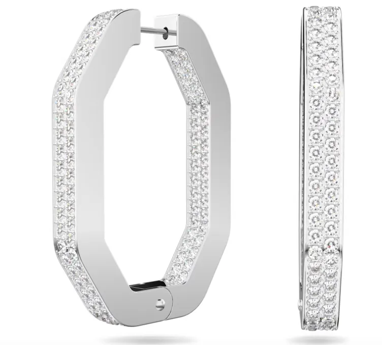 Swarovski Jewellery Dextera Hoop Large Silver Octagonal Earrings
