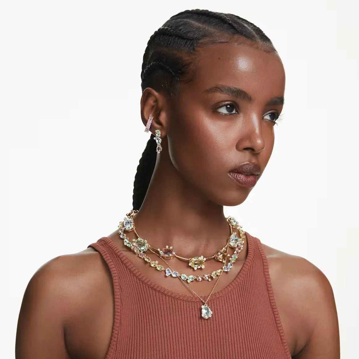 Swarovski Jewellery Gema Multicoloured Mixed Cuts Gold Tennis Necklace