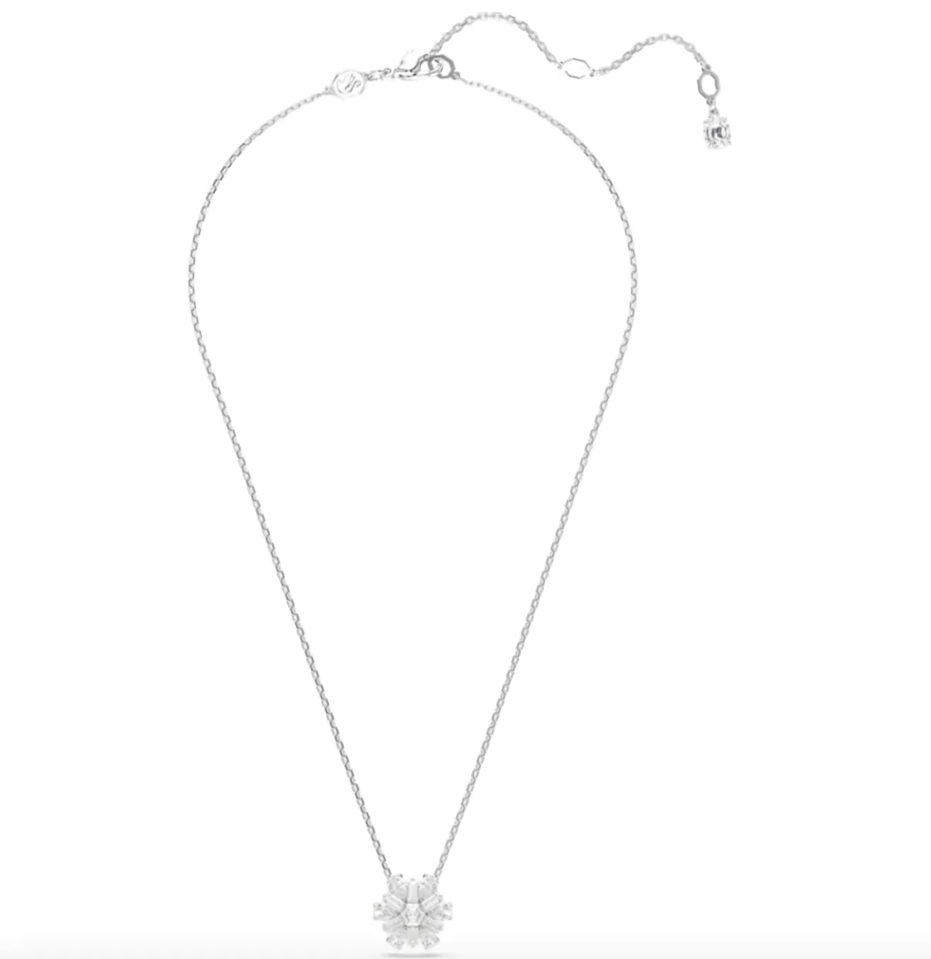Swarovski Jewellery Idyllia Mixed Cuts Snowflake, White, Rhodium Plated Necklace