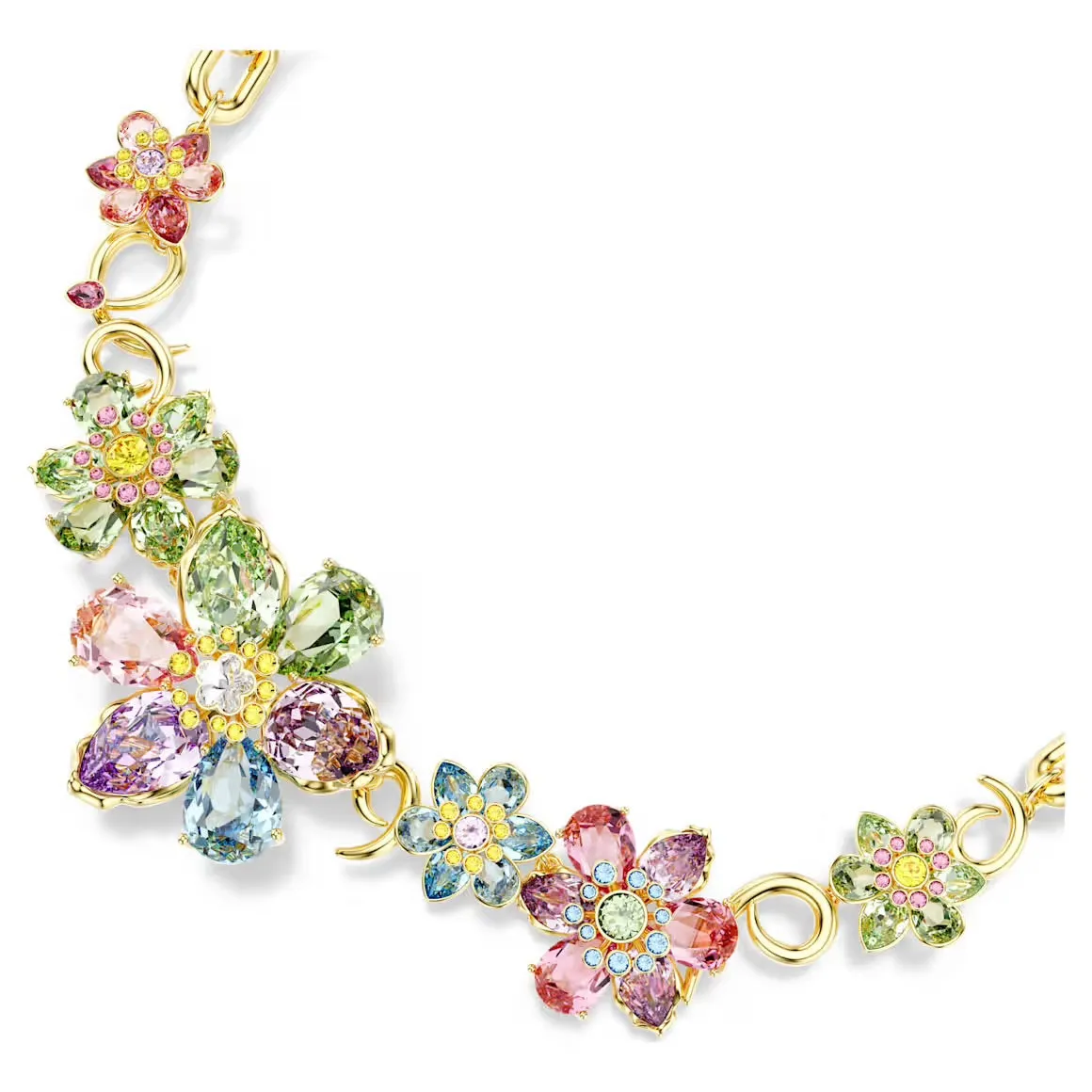 Swarovski Jewellery Idyllia Multicoloured Flower Mixed Cuts Gold Necklace