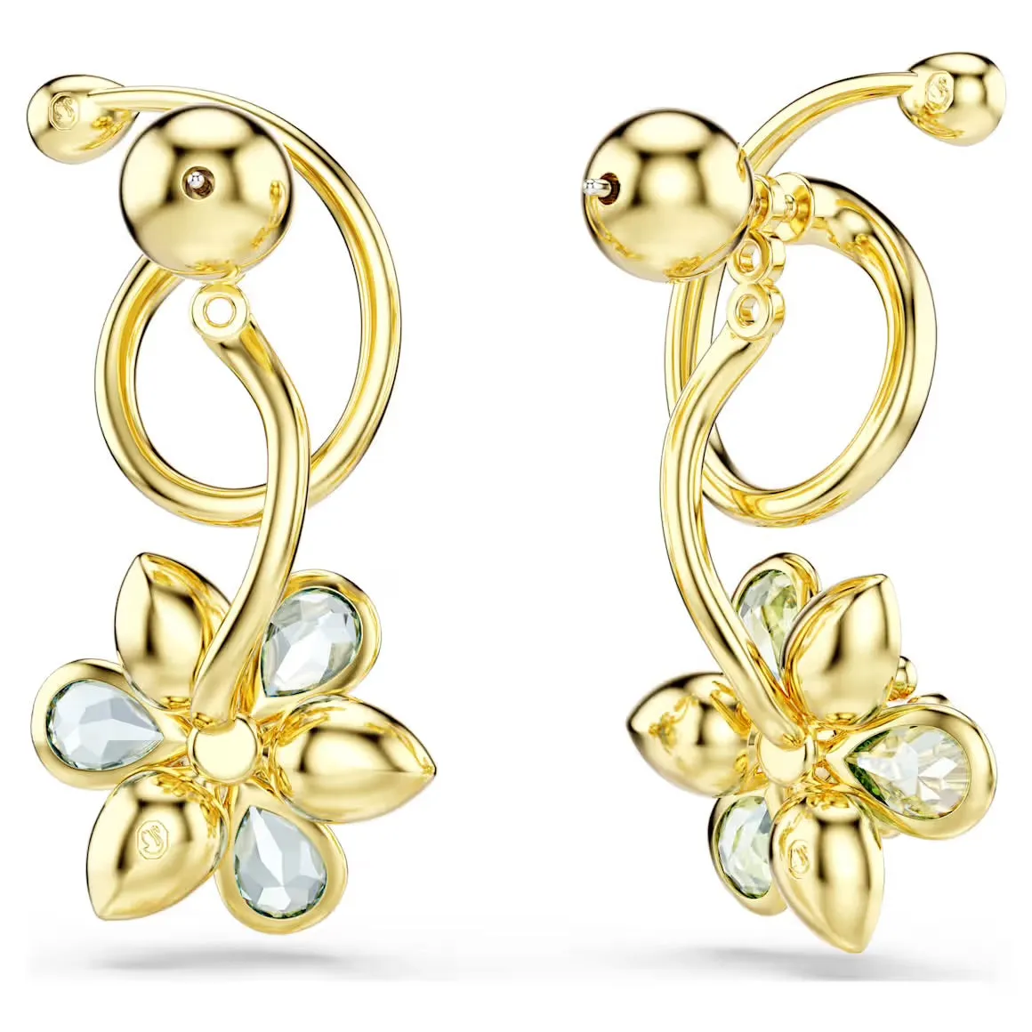 Swarovski Jewellery Idyllic Asymmterical Multicoloured Flower Mixed Cuts Gold Drop Earrngs