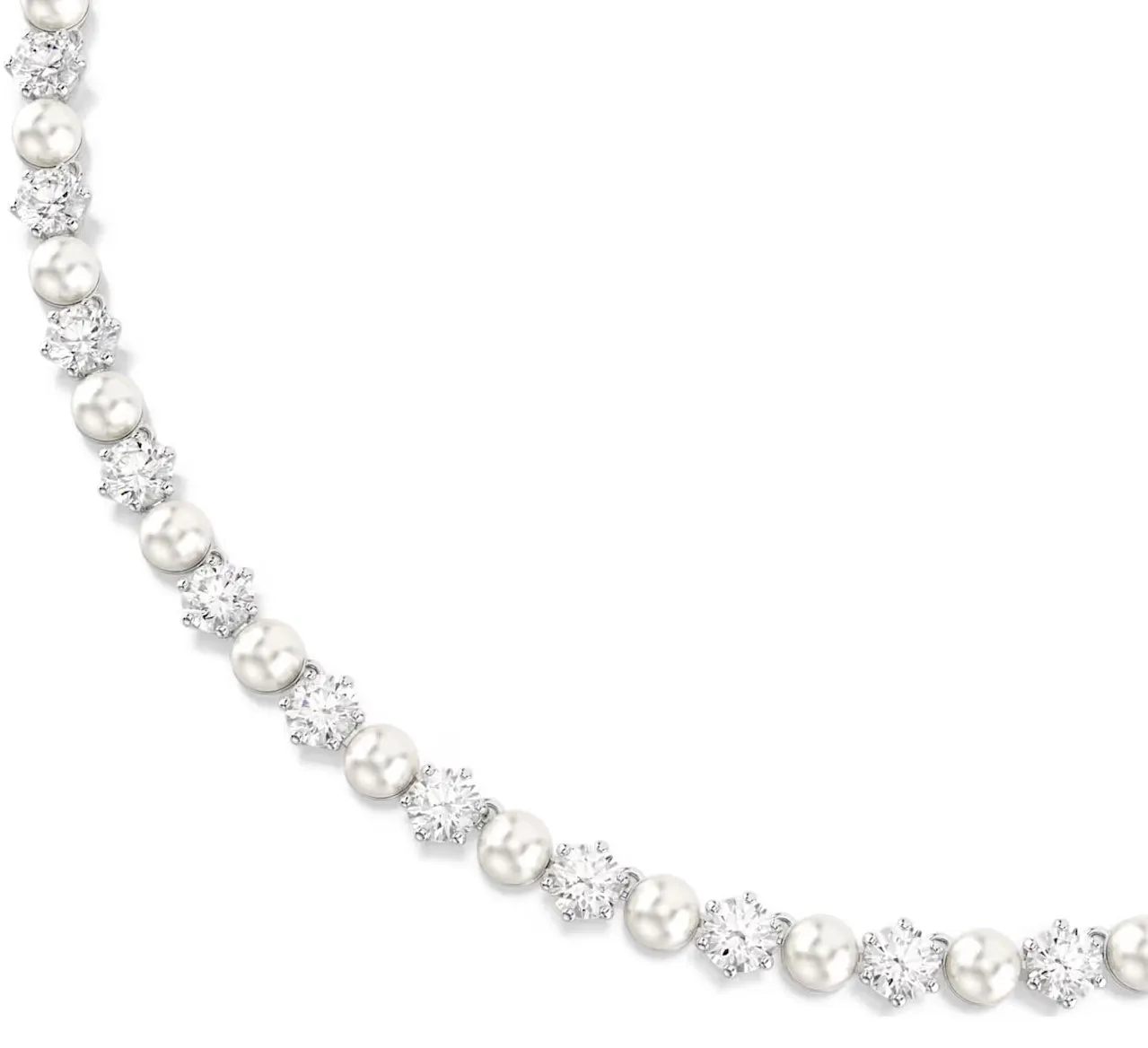 Swarovski Jewellery Matrix Crystal Pearl & Round Cut Silver Tennis Necklace