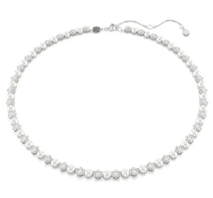 Swarovski Jewellery Matrix Crystal Pearl & Round Cut Silver Tennis Necklace