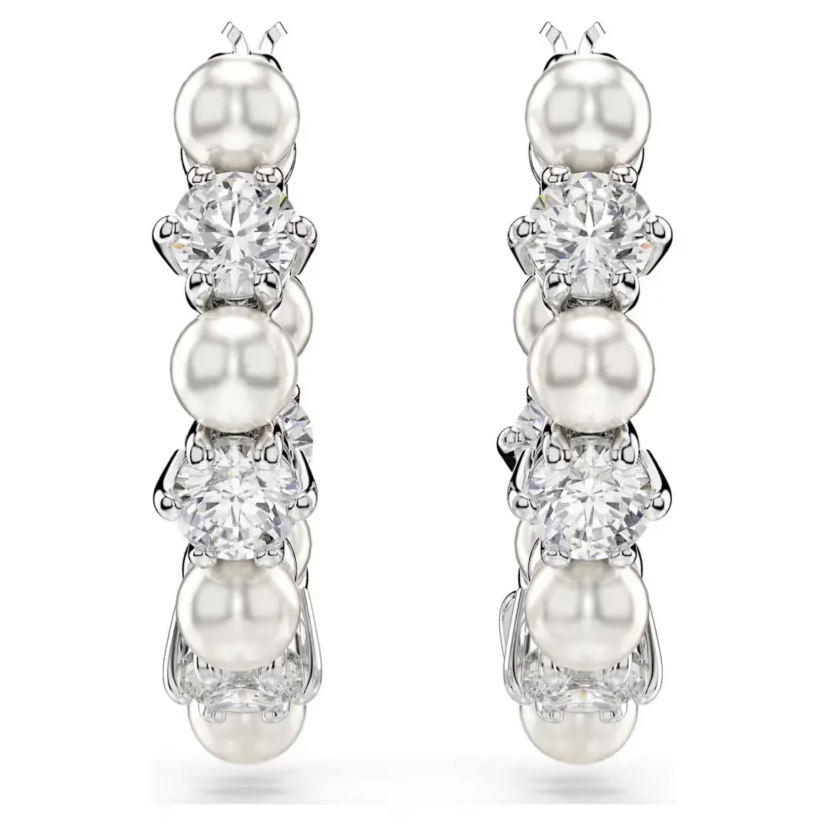 Swarovski Jewellery Matrix Pearl & Round Cut Silver Drop Earrings