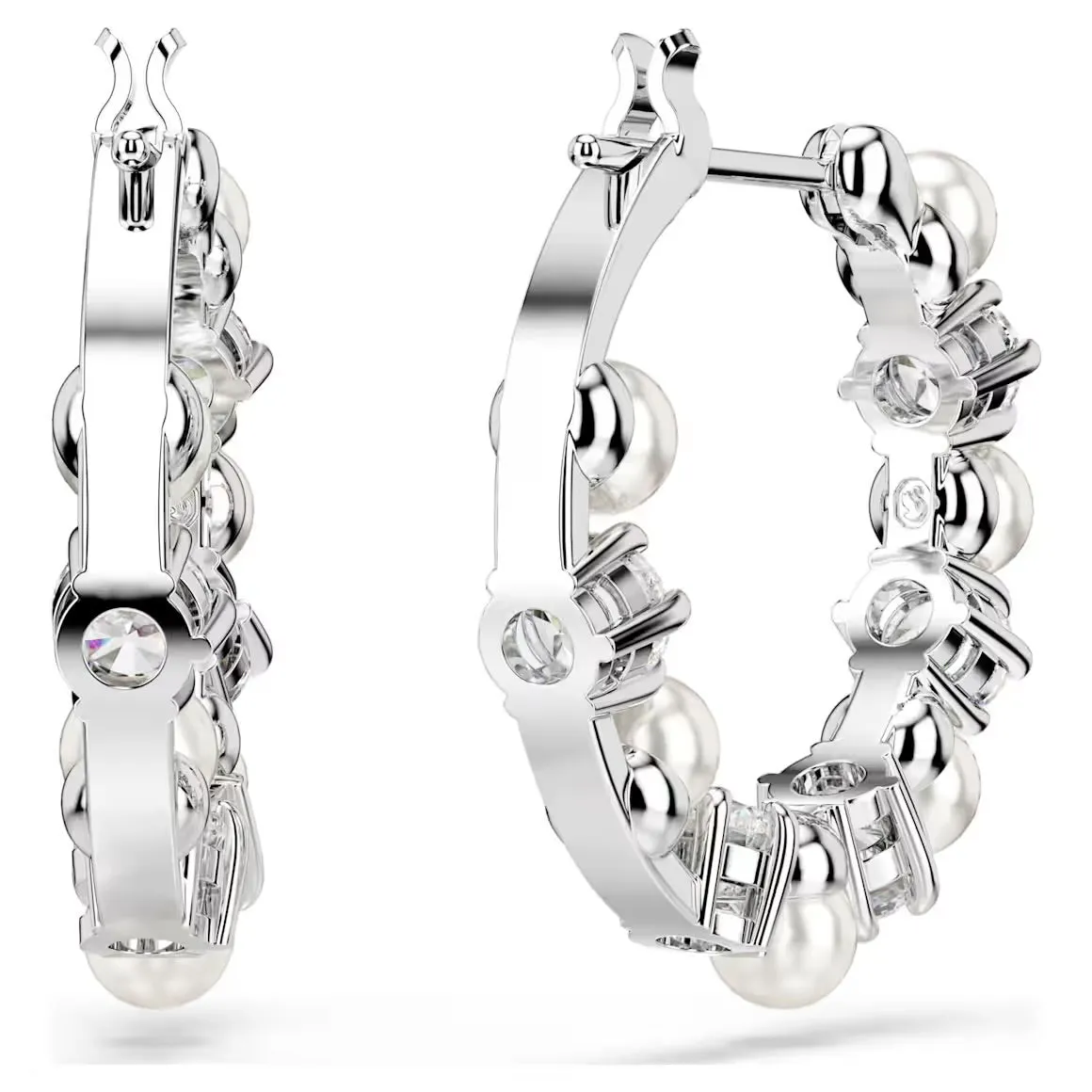 Swarovski Jewellery Matrix Pearl & Round Cut Silver Drop Earrings