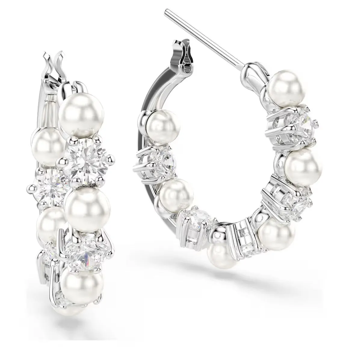 Swarovski Jewellery Matrix Pearl & Round Cut Silver Drop Earrings