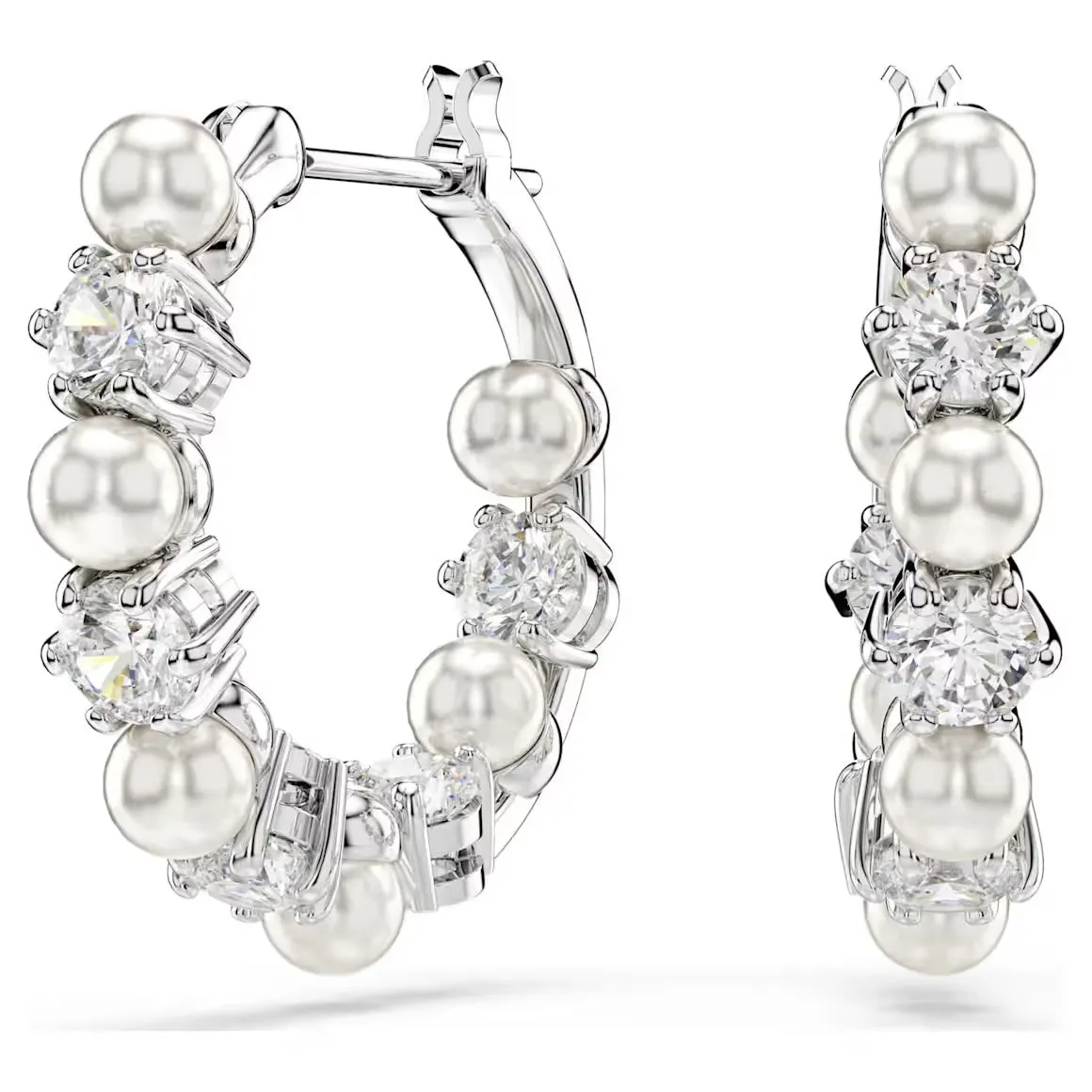 Swarovski Jewellery Matrix Pearl & Round Cut Silver Drop Earrings