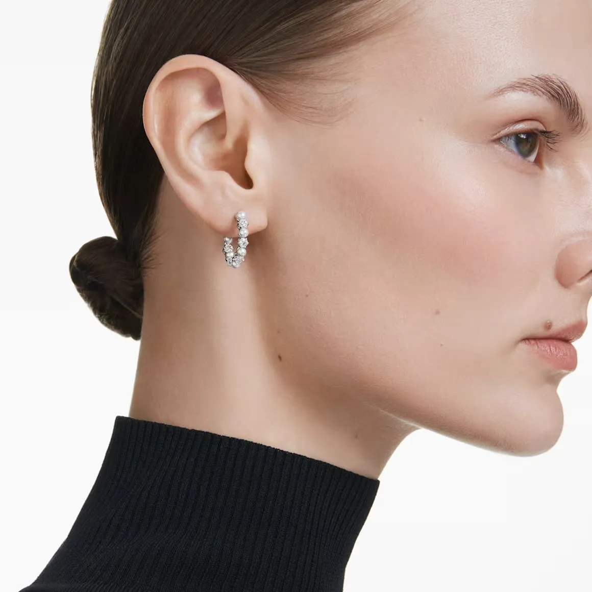 Swarovski Jewellery Matrix Pearl & Round Cut Silver Drop Earrings