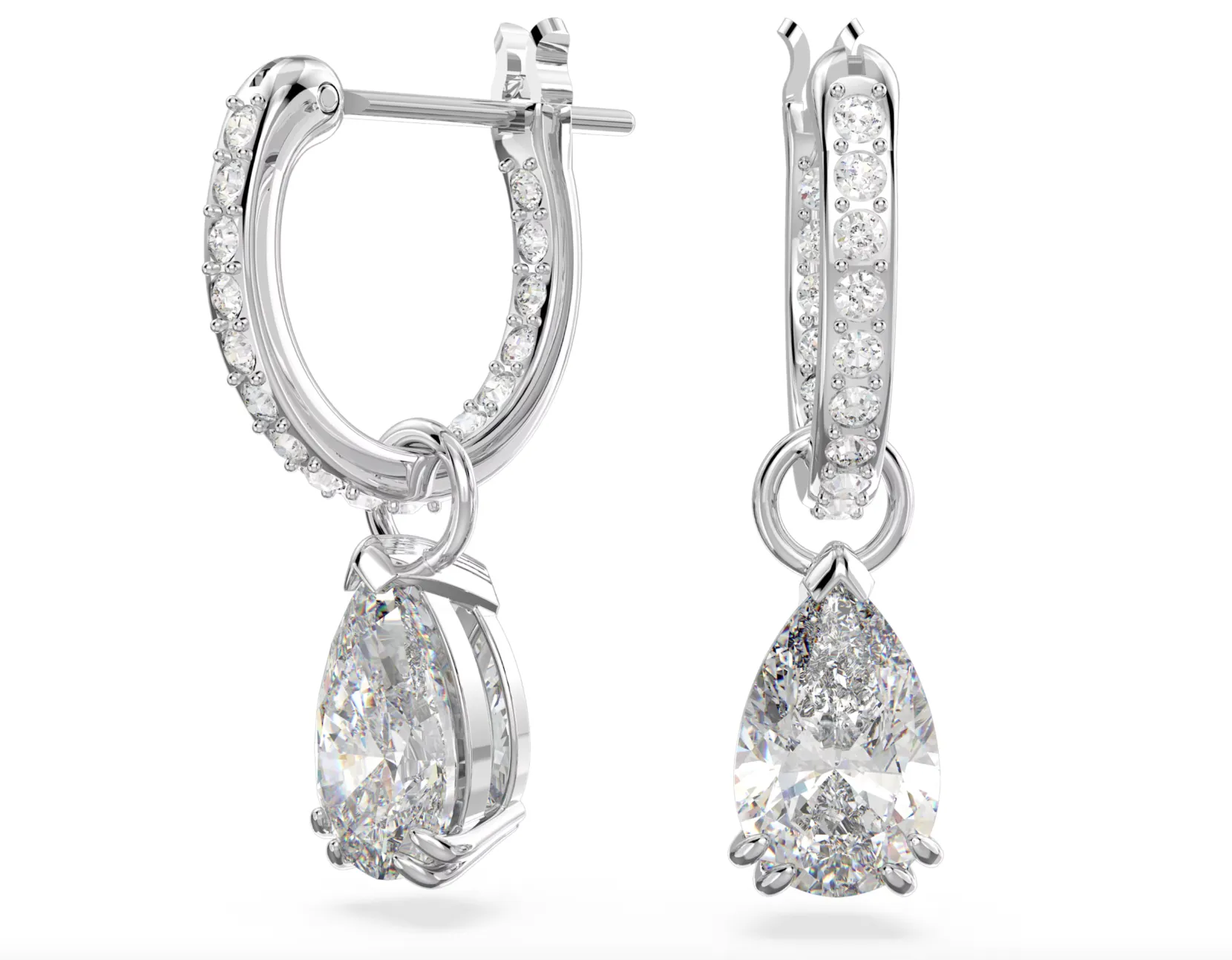 Swarovski Jewellery Millenia Pear Cut Silver Hoop Earrings