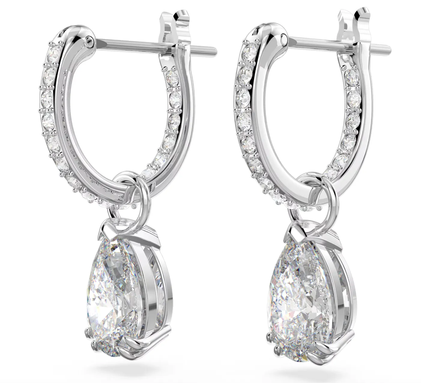 Swarovski Jewellery Millenia Pear Cut Silver Hoop Earrings