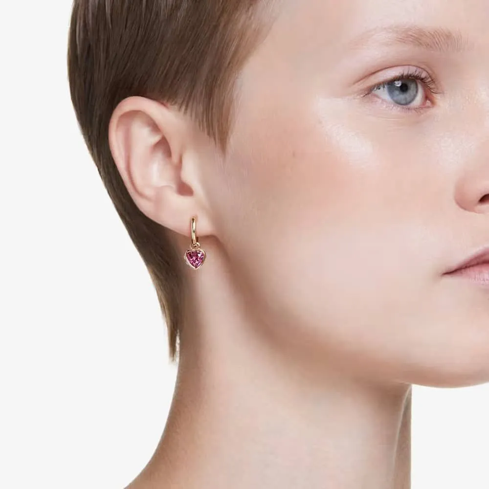 Swarovski Jewellery Swarovski Chroma Gold-Tone Plated Crystal Drop Heart Earrings