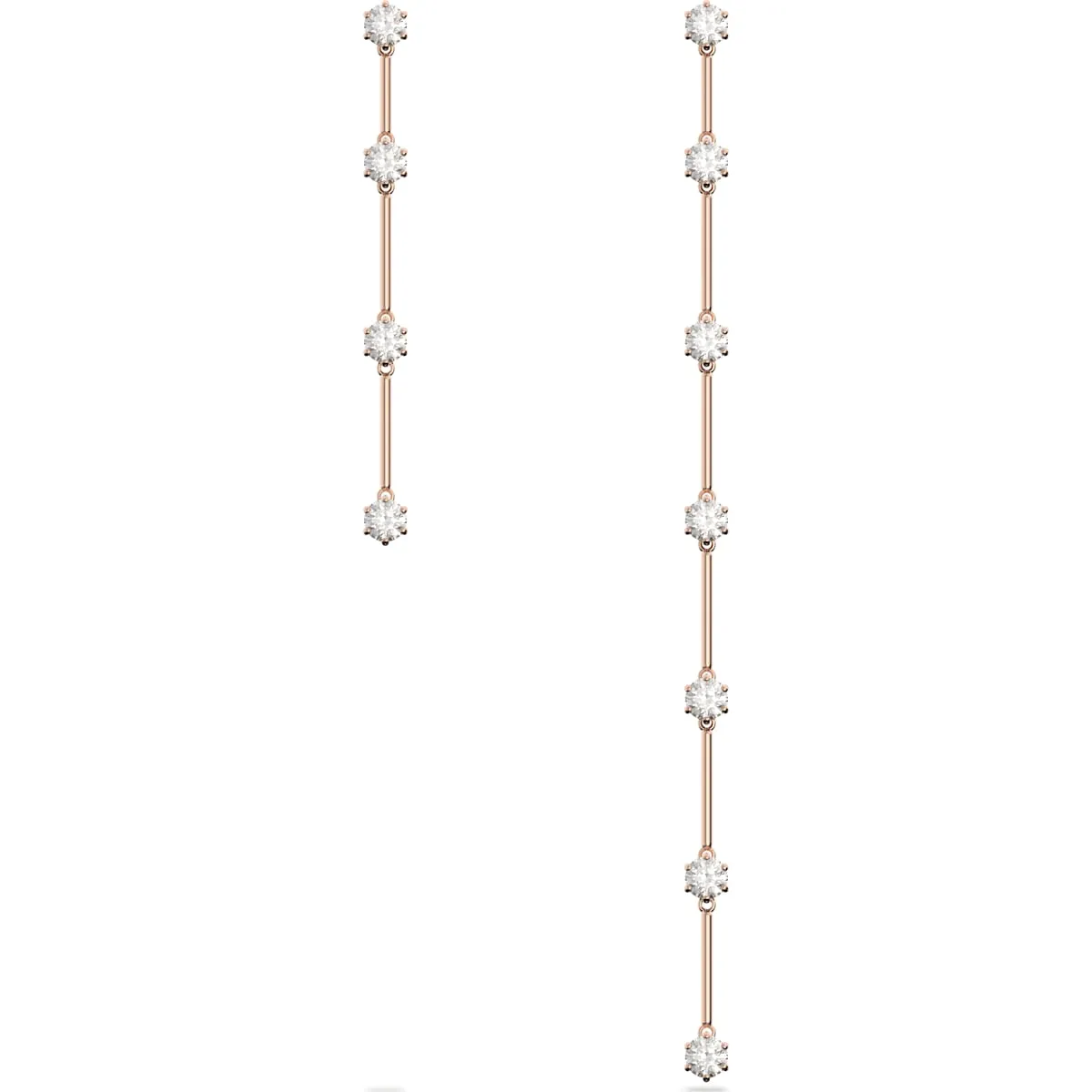 Swarovski Jewellery Swarovski Constella Rose Gold Tone Plated White Crystal Asymmetrical Drop Earrings