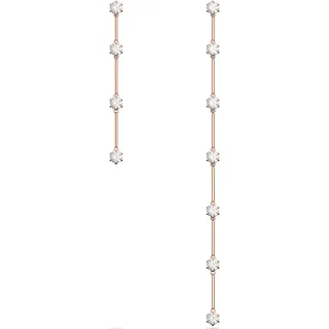 Swarovski Jewellery Swarovski Constella Rose Gold Tone Plated White Crystal Asymmetrical Drop Earrings