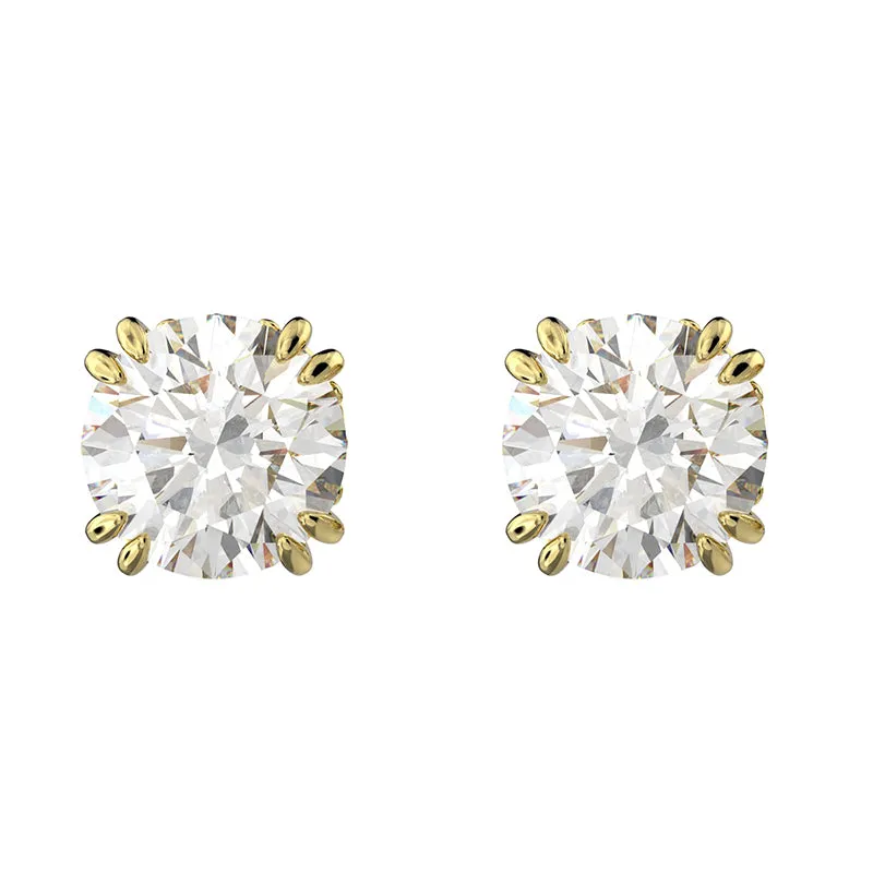 Swarovski Jewellery Swarovski Constella Yellow Gold Tone Plated White Crystal Round Cut Stud Earrings