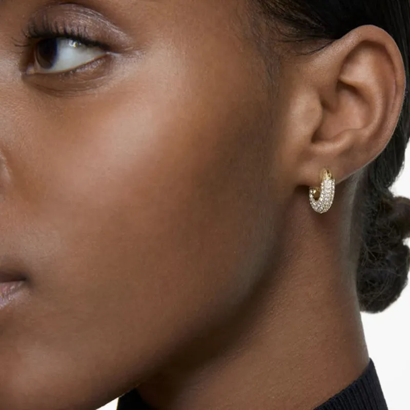 Swarovski Jewellery Swarovski Dextera Gold Tone Plated White Crystal Pave Hoop Earrings