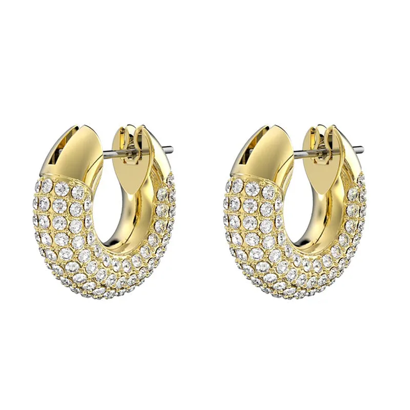 Swarovski Jewellery Swarovski Dextera Gold Tone Plated White Crystal Pave Hoop Earrings