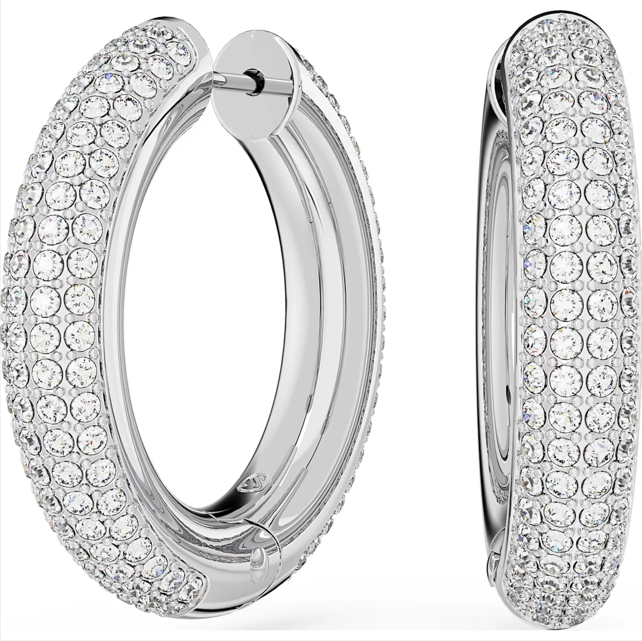 Swarovski Jewellery Swarovski Dextera Rhodium Plated White Crystal Hoop Earrings