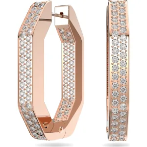 Swarovski Jewellery Swarovski Dextera Rose Gold Tone Plated Medium White Crystal Octagon Hoop Earrings