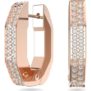 Swarovski Jewellery Swarovski Dextera Rose Gold Tone Plated Small White Crystal Octagon Hoop Earrings