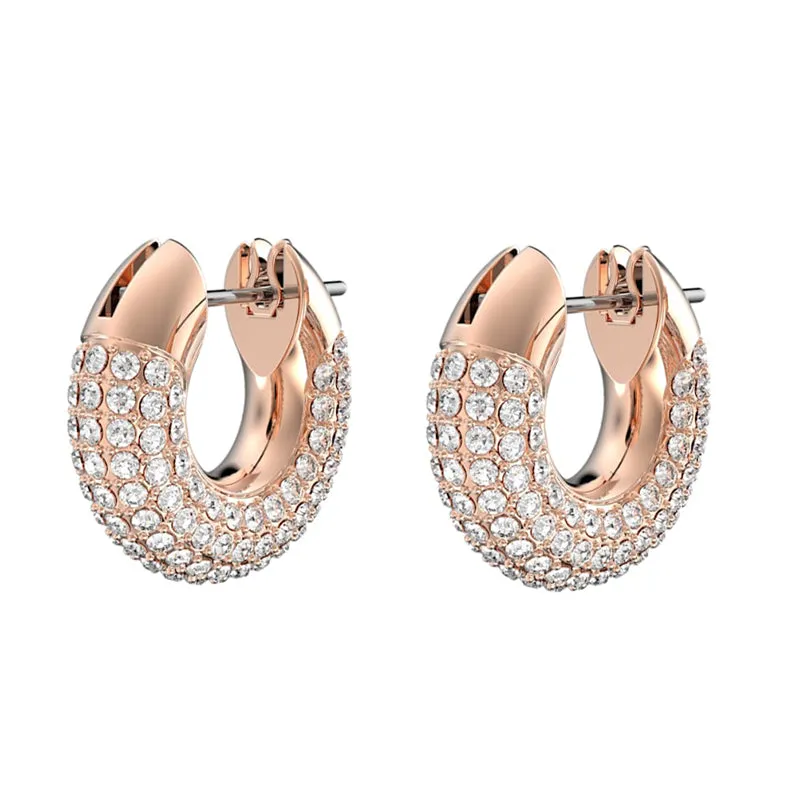 Swarovski Jewellery Swarovski Dextera Rose Gold Tone Plated White Crystal Pave Hoop Earrings