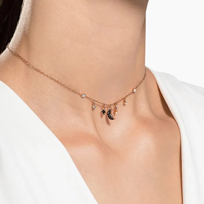Swarovski Jewellery Swarovski Duo Moon Black and Rose Gold Plated Necklet