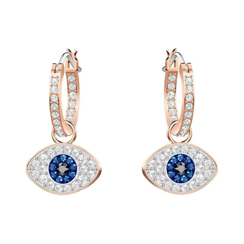 Swarovski Jewellery Swarovski Evil Eye Multi Coloured Hoop Earrings