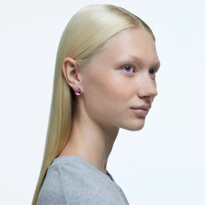 Swarovski Jewellery Swarovski Gema Rhodium Plated Pink Crystal Teardrop Stud Earrings