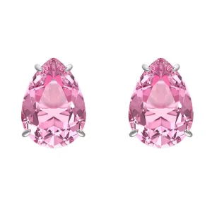 Swarovski Jewellery Swarovski Gema Rhodium Plated Pink Crystal Teardrop Stud Earrings