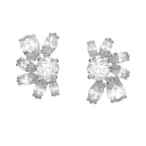 Swarovski Jewellery Swarovski Gema Rhodium Plated White Crystal Flower Stud Earrings