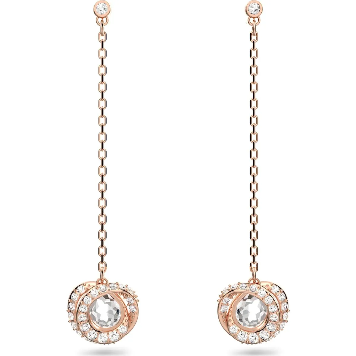 Swarovski Jewellery Swarovski Generation Rose Gold Tone Plated White Crystal Spiral Drop Earrings
