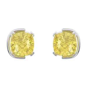Swarovski Jewellery Swarovski Harmonia Rhodium Plated Yellow Crystal Cushion Cut Stud Earrings