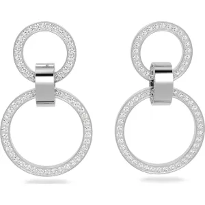 Swarovski Jewellery Swarovski Hollow Rhodium Plated White Crystal Hoop Earrings