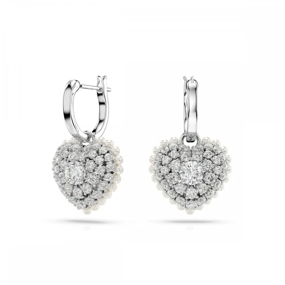 Swarovski Jewellery Swarovski Hyperbola Rhodium Plated Crystal Heart Earrings