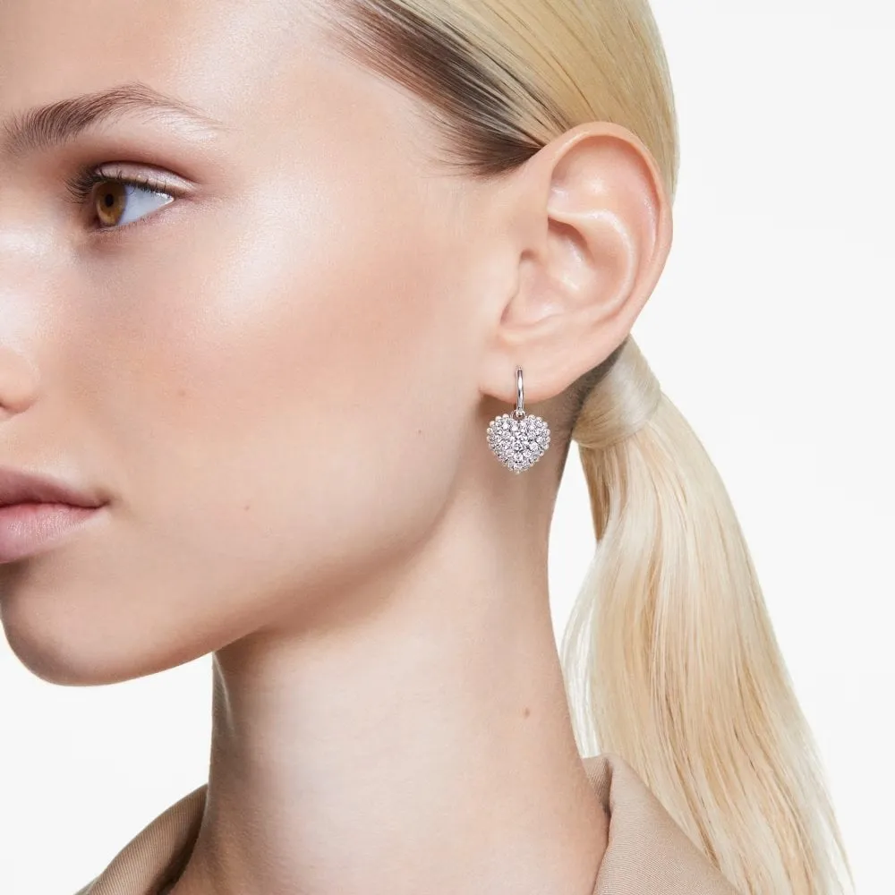 Swarovski Jewellery Swarovski Hyperbola Rhodium Plated Crystal Heart Earrings
