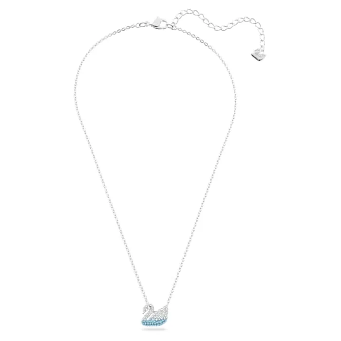 Swarovski Jewellery Swarovski Iconic Swan Rhodium Plated Blue Crystal Swan Necklace